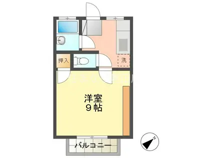 アドバンス上平地II(1K/2階)の間取り写真