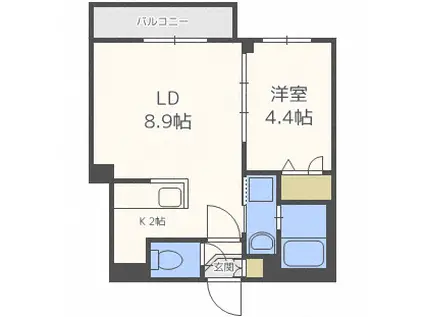 リッツグランデ東札幌(1LDK/1階)の間取り写真