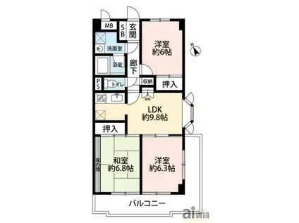 カトルドエスポワール(3LDK/3階)の間取り写真