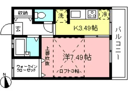 ブランドール(1K/2階)の間取り写真