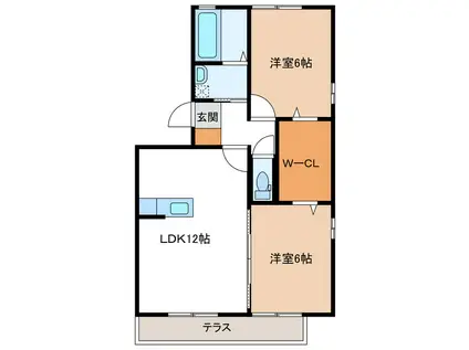 サントガスパーレA棟(2LDK/1階)の間取り写真