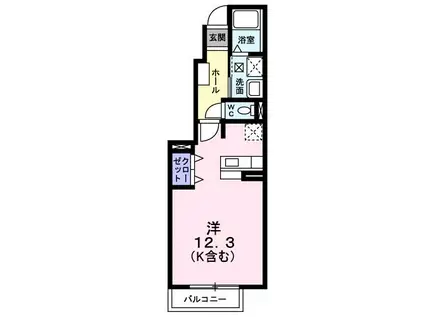 アレグリアII(ワンルーム/1階)の間取り写真