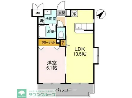 リラッサーレII(1LDK/3階)の間取り写真