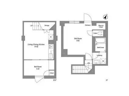 ザ・レジデンス用賀(2LDK/1階)の間取り写真