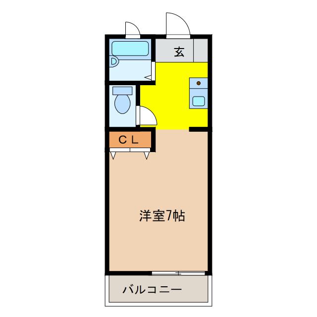 青柳ヒルズ(ワンルーム/2階)の間取り写真
