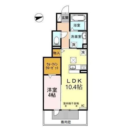エムグランデ A棟(1LDK/1階)の間取り写真