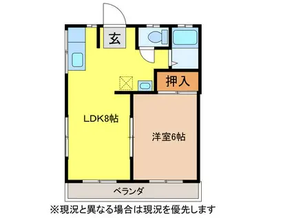 メゾン第一D(1LDK/2階)の間取り写真
