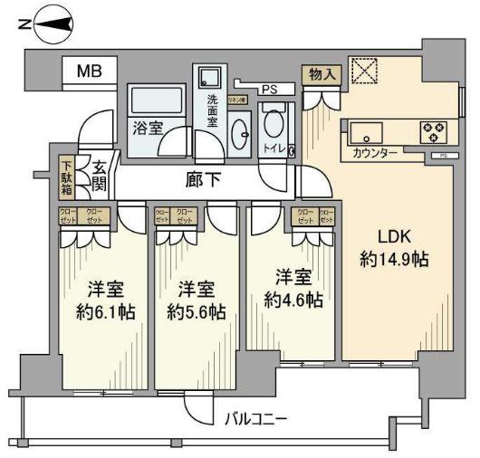 クラッシィハウス御池柳馬場(3LDK/7階)の間取り写真