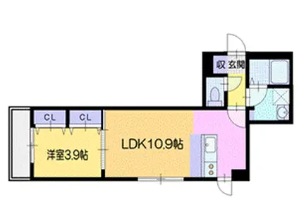 ヴェルデオーロ スミヨシ(1LDK/1階)の間取り写真
