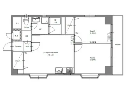 DRホームズ上野(2LDK/7階)の間取り写真
