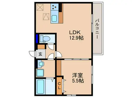 D-ROOM平井A棟(1LDK/1階)の間取り写真