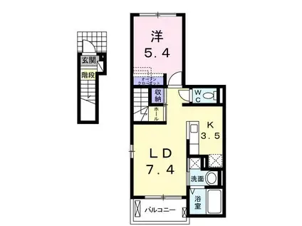 グリーン ガーネット(1LDK/2階)の間取り写真
