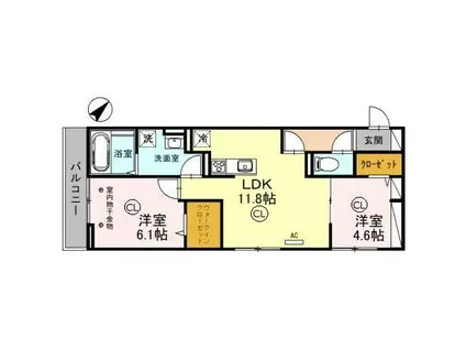 ベルクレスト(2LDK/3階)の間取り写真