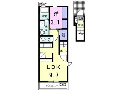 ノールフェン(1LDK/2階)の間取り写真