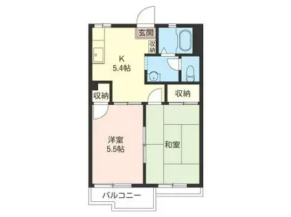 グリーン吉川(2K/2階)の間取り写真