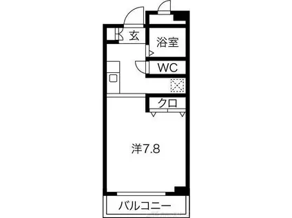 ドマー二(ワンルーム/4階)の間取り写真