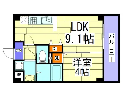 HCレジデンス(1LDK/3階)の間取り写真