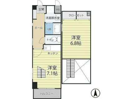 プレサージュ(1LDK/7階)の間取り写真