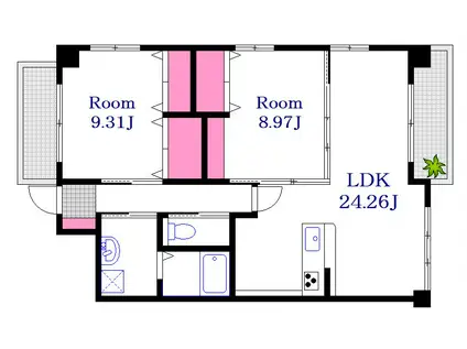 リックビル(2LDK/4階)の間取り写真