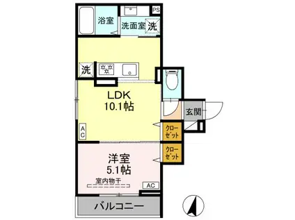 セレスティア上十条(1LDK/2階)の間取り写真