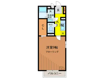 ブルームVII(1K/2階)の間取り写真