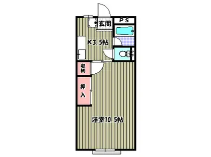 薮内ハイツ(1K/1階)の間取り写真