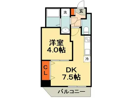 ウィリアムファイブ(1DK/2階)の間取り写真