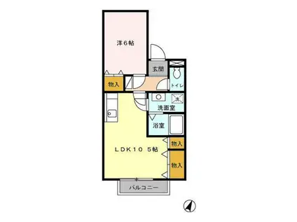 フレマリール新井田(1LDK/2階)の間取り写真