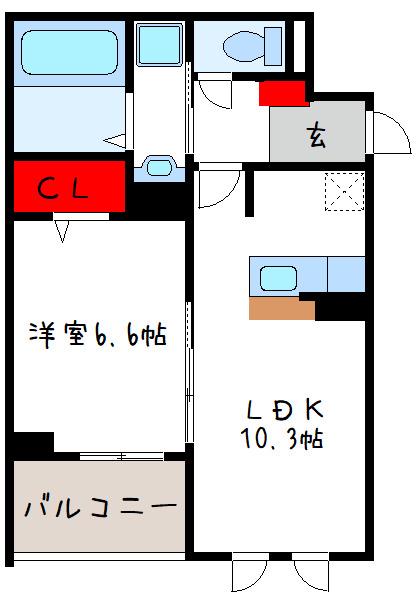 パイン山城(1LDK/1階)の間取り写真