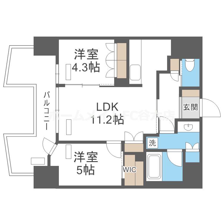 STANDZ四天王寺前夕陽丘(2LDK/12階)の間取り写真