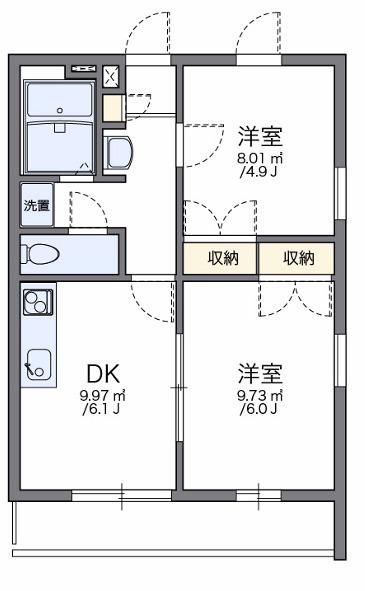 レオパレスKOBATA(2DK/3階)の間取り写真