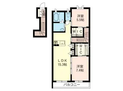スターロード(2LDK/2階)の間取り写真