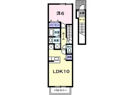ランドコア木屋瀬(1LDK/2階)の間取り写真