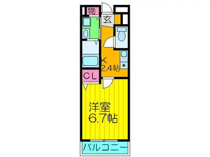 エクセルシス(1K/2階)の間取り写真