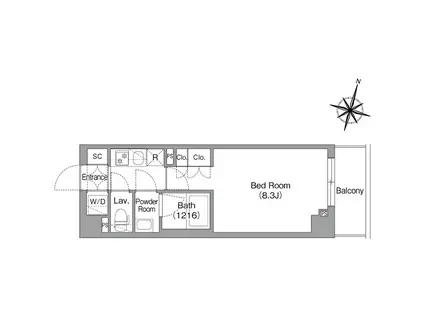 コンフォリア・リヴ南六郷(1K/2階)の間取り写真