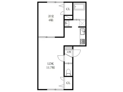 SHAPANI(1LDK/1階)の間取り写真