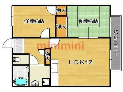 ネオ堂の上ハイツ(2LDK/2階)の間取り写真