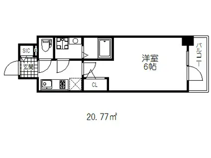 エスリード神戸レジデンス(1K/9階)の間取り写真