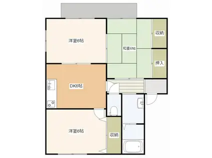 サンパティークII(3DK/1階)の間取り写真