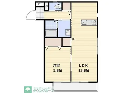 ルミエールII(1LDK/2階)の間取り写真