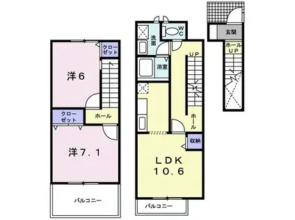 ミッテセレノ(2LDK/2階)の間取り写真
