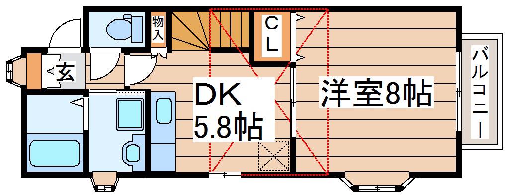 クライス有祉館(1DK/1階)の間取り写真