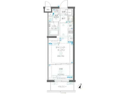 ZOOM蒲田イースト(1DK/2階)の間取り写真
