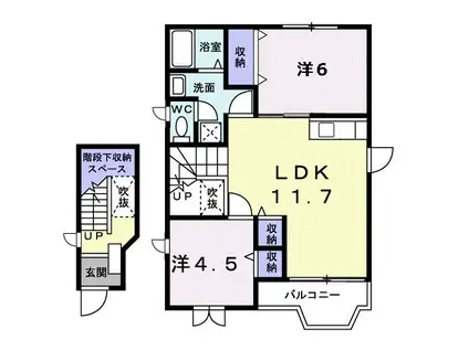 ファミールウツベ I(2LDK/2階)の間取り写真