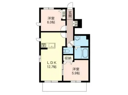 BLOOM Y(2LDK/1階)の間取り写真