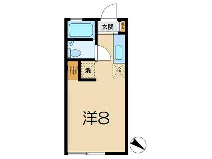 ジュネス上大岡(ワンルーム/1階)の間取り写真