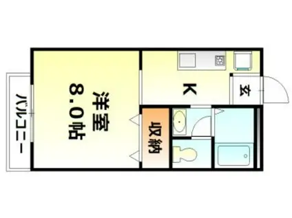 アンダンテ妹尾A(1K/1階)の間取り写真