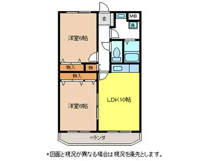 ソレイユコートS(2LDK/3階)の間取り写真