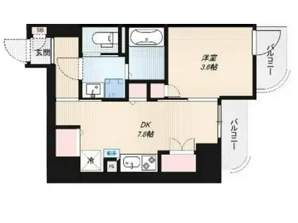 ALZA北浜(1LDK/11階)の間取り写真