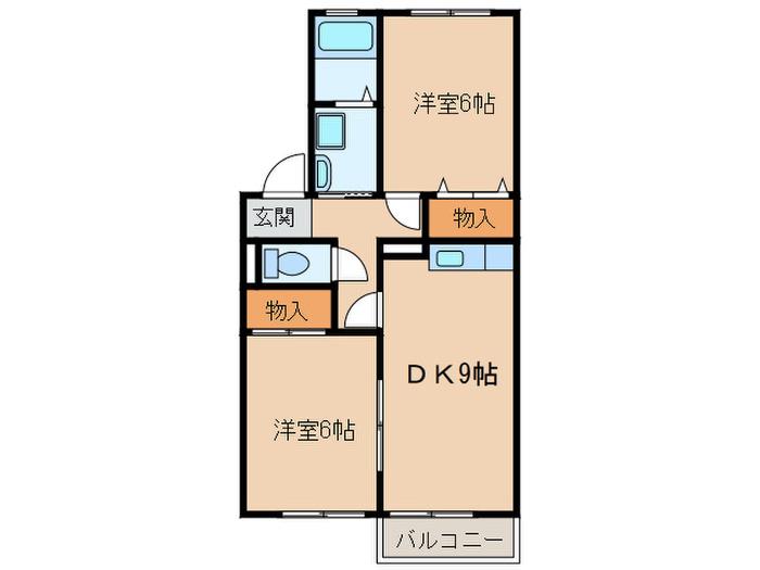 フロイデ山本(2DK/2階)の間取り写真